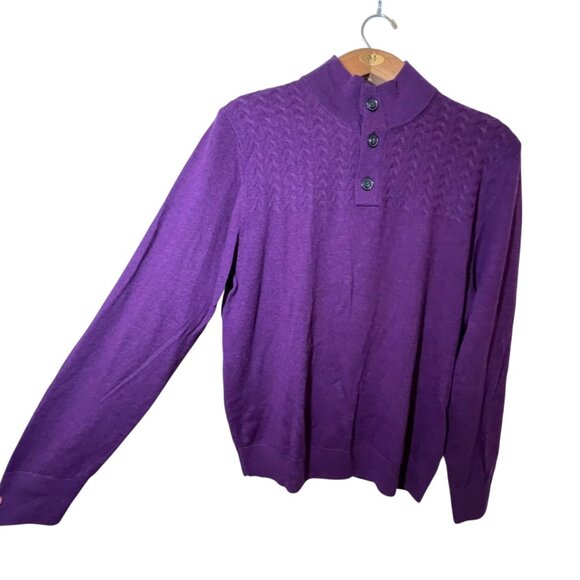 Turnbury Purple Merino Wool Baselayer Sweater Lagom Preppy Classic Men's Large - Picture 2 of 9